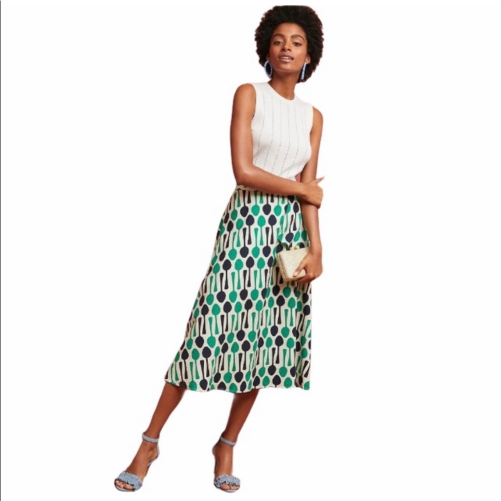 Eva Franco Spoon Print fully lined midi skirt